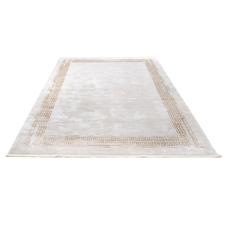 Alegre Bordered Power Loomed Tan Indoor/Outdoor Rug Gracie Oaks Rug Size: Rectangle 6'7 x 9