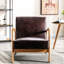 Chaise ouverte Mid-Century moderne brun foncé avec revêtement en microfibre et rembourrage pour la chambre à coucher ou le salon, créant une atmosphère charmante et accueillante, toutes les pièces nécessaires sont finies-2051690842