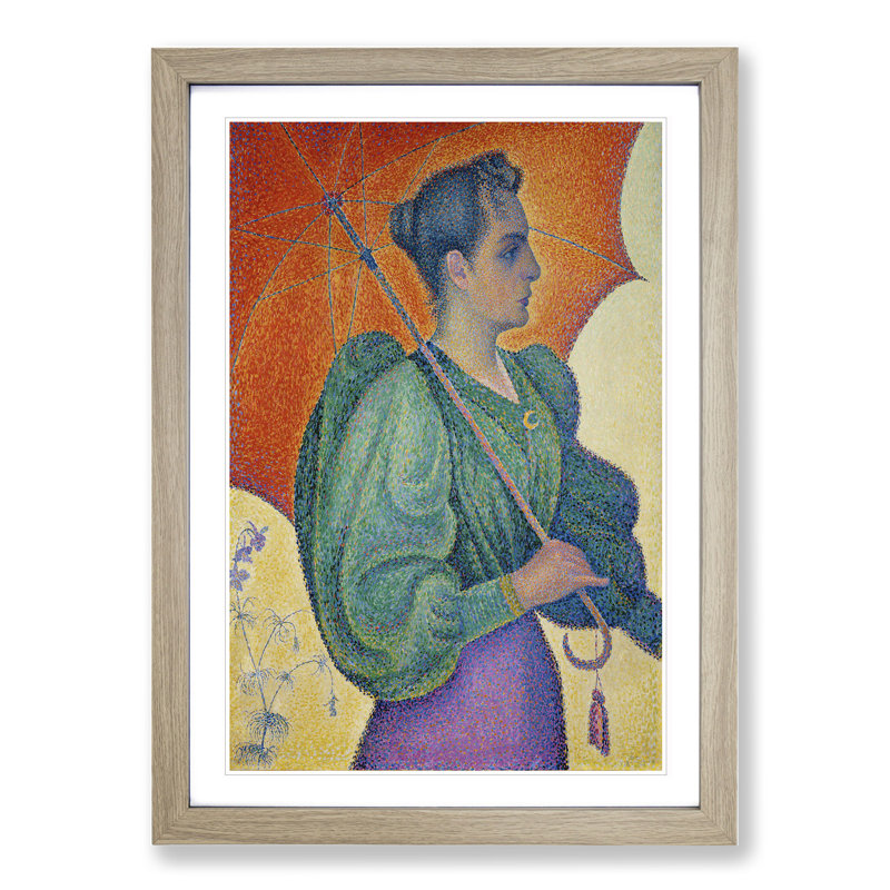 Woman with an Umbrella by Paul Signac - Picture Frame Painting, Oak Framed, 65cm H x 48cm W x 2cm D