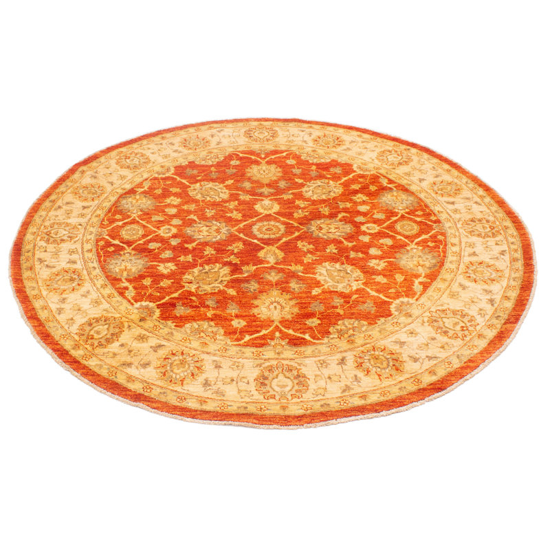 Tapis unique en laine noué à la main 8 pi 2 po nouvel âge en rouge et beige Lockney
