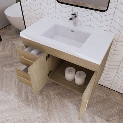 Hebersham 35.44'' Single Bathroom Vanity with Acrylic Top