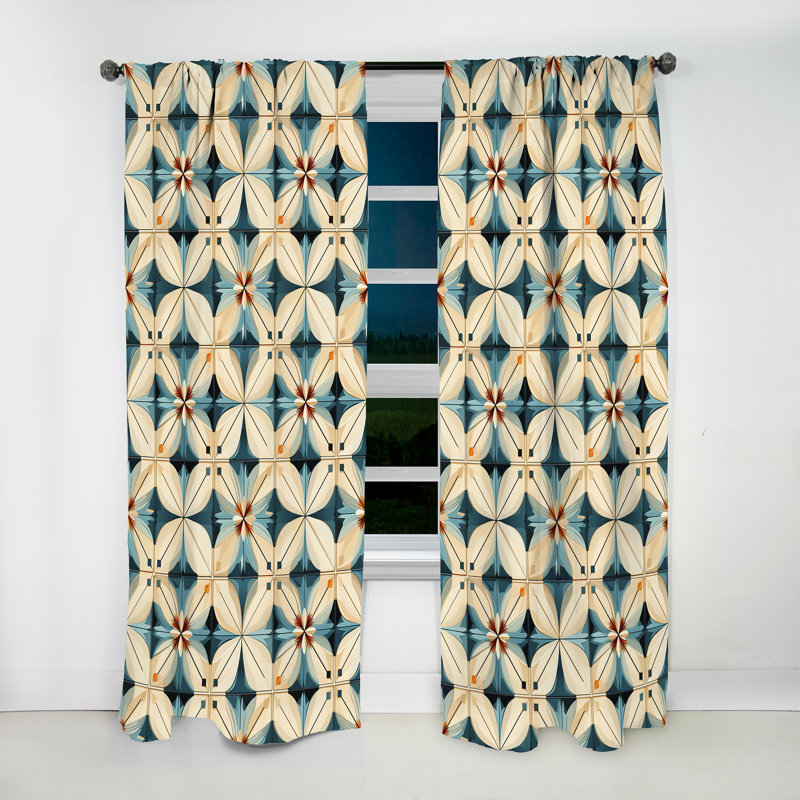 Galion - Abstract Geometric Room Darkening Curtain - 1 Panels, 52" W x 63" L