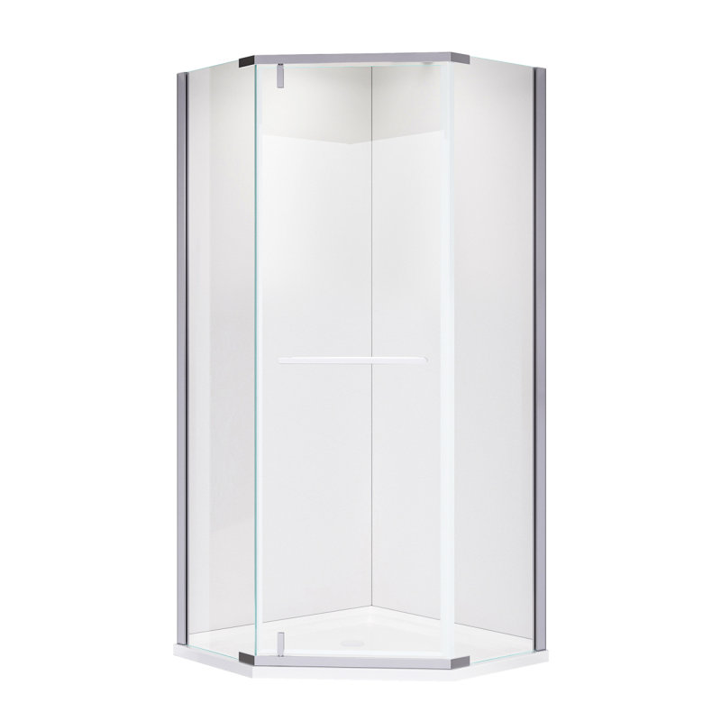 36*36*72 INCH Pivot Shower Door, With 1/4" (6MM) Tempered Glass,Frameless Neoangle Pivot Shower Enclosure In Chrome For Bathroom Shower Doorchrome(NO INCLUDED Neoangle Shower Base )