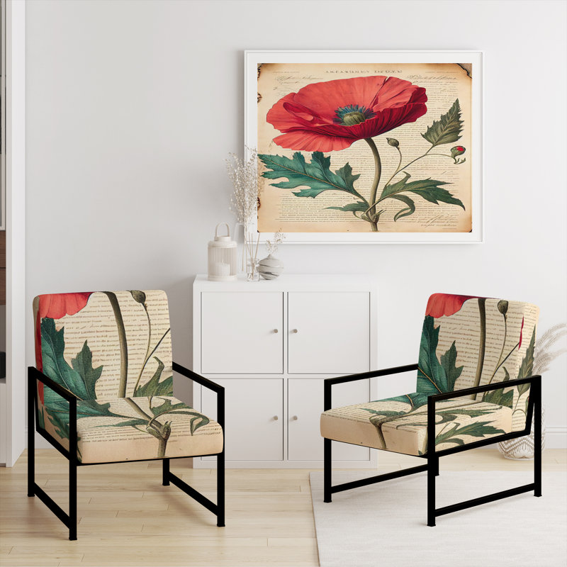 Cropper - Fauteuil rembourré à motif floral, Noir, noir, noir, noir
