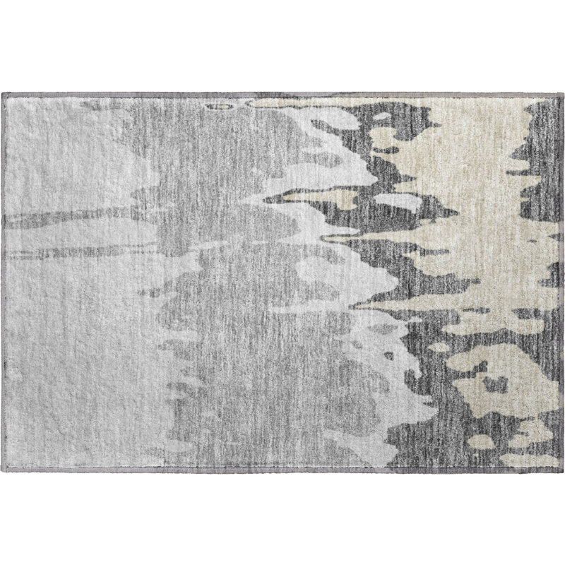 Premium Machine Washable Prisco Gray Rug, Rectangle 1'8" x 2'6"