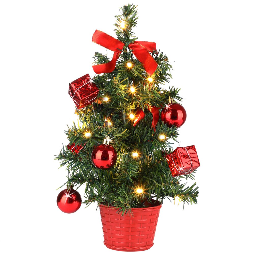 Künstlicher Weihnachtsbaum 35 cm Grün mit 10 LED-Leuchten Casaria