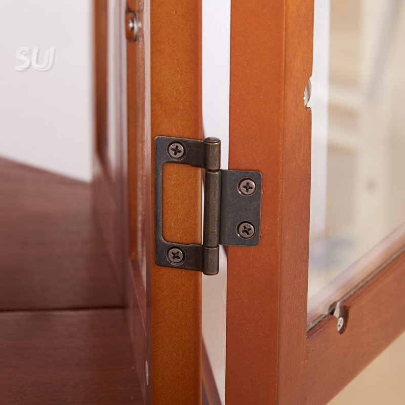Armoire d'angle lumineuse avec portes en verre et 3 tablettes, Chêne