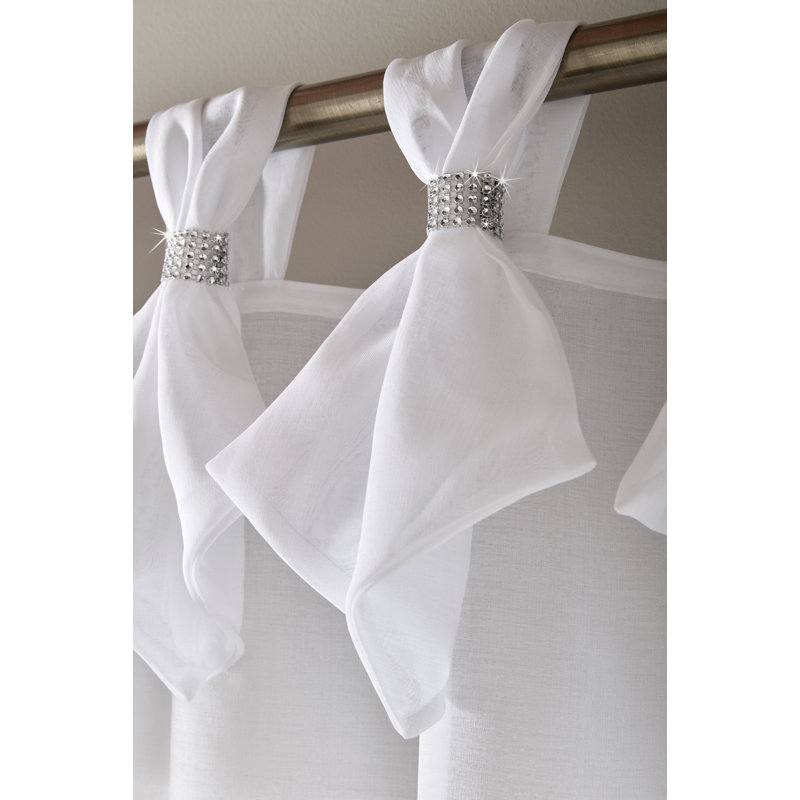 Aoibhne Tiara Tab Top Sheer Curtain Panel, 144 W x 182 D cm, White