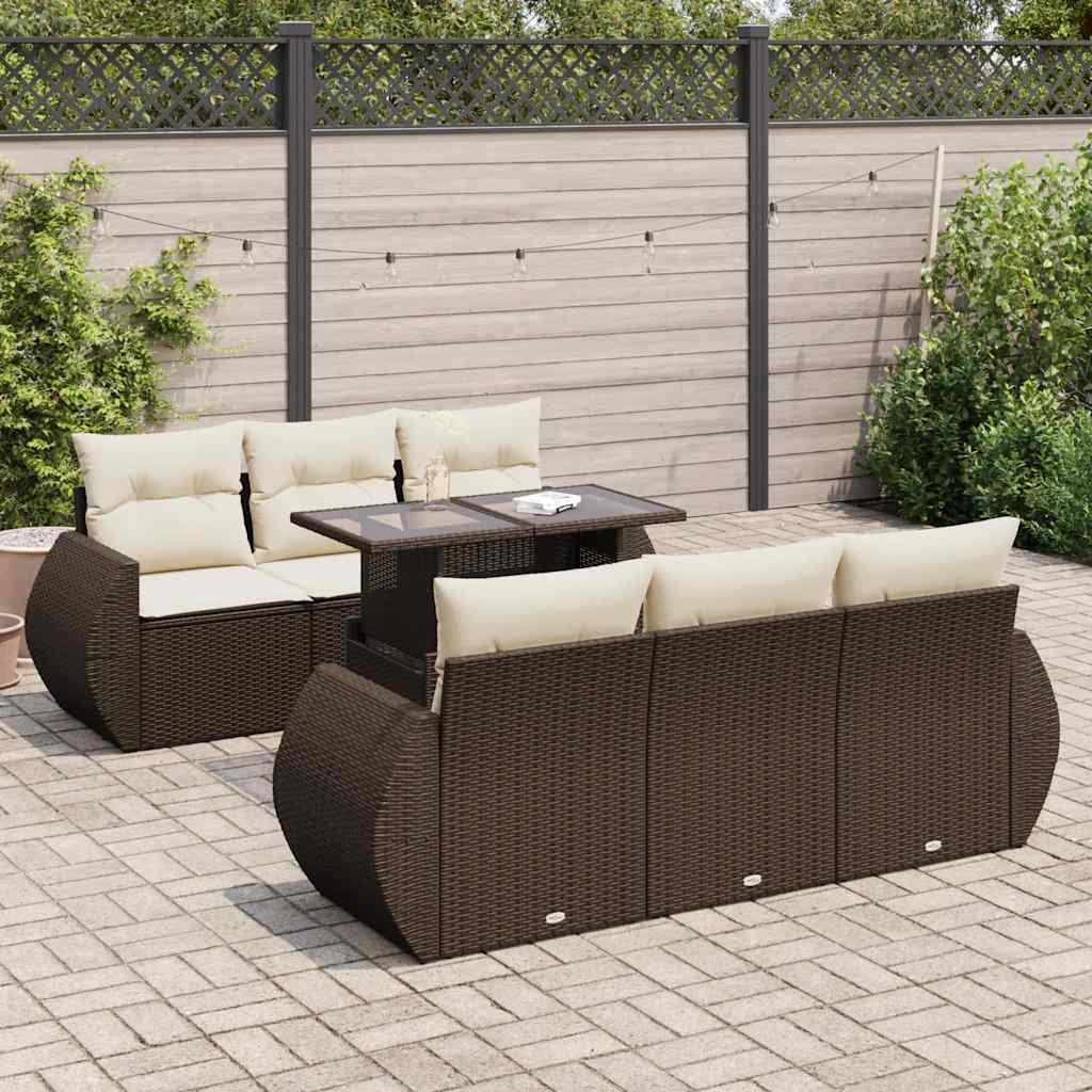 Vidaxl 7-Tlg. Garten-Sofagarnitur Mit Kissen Grau Poly Rattan