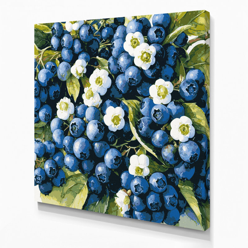 «Fruit Blueberry Highbush», art mural sur toile grise, H 16 po x l 16 po