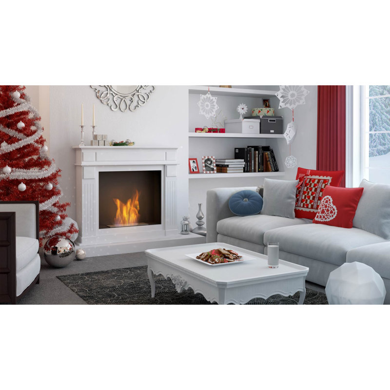 37.8'' W Bio-Ethanol Fireplace, White