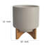 Pot à fleurs en céramique avec support en bambou - Pot moderne avec base surélevée pour l'intérieur-2069443768-2016597977-2016597955