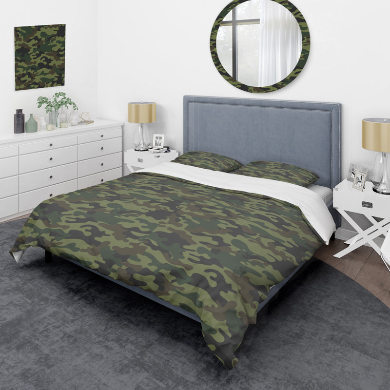 Ensemble de housse de couette Abstract - Microfibre de polyester, Camouflage militaire kaki