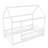 Twin Size White Wooden Floor Bed with House Roof Frame & Fence Guardrails-122111923-122111932