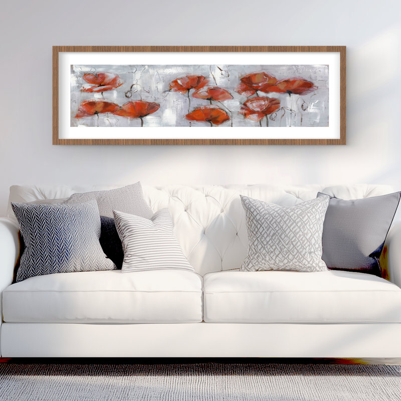 Abstrait coquelicots - imprimé floral encadré mat pour la décoration intérieure