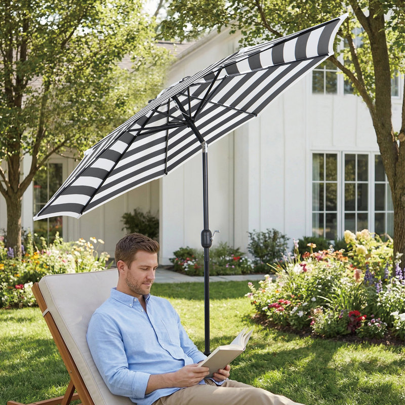 Parasol en porte-à-faux 9 pi, Noir et blanc