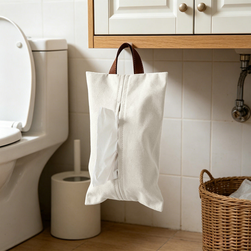 Boîte à mouchoirs suspendue en toile avec sac à dos et housse de rangement pour tissu pour salon, chambre, salle de bain, bureau de voiture