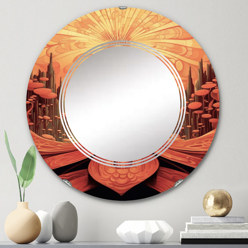 Villeta - Miroir mural moderne rond, 24 po x 24 po