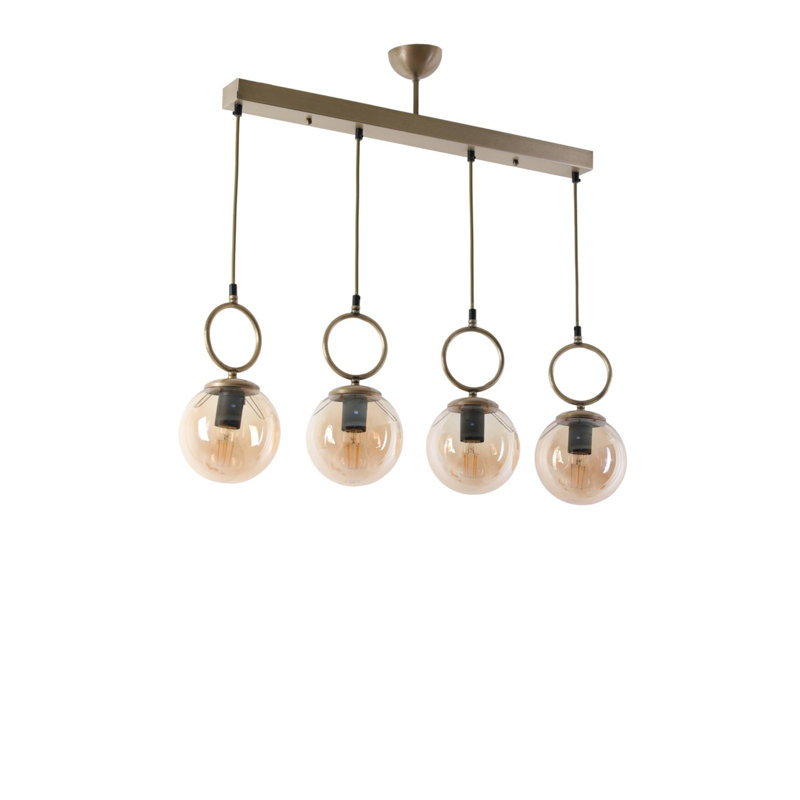 Cranleigh 4 - Light Kitchen Island Pendant, Copper, Amber