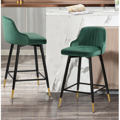 Swivel Velvet Upholstered Counter & Bar Stool