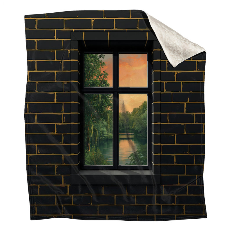 Couvertures de fenêtre murales en brique noire, L 50 po x H 60 po