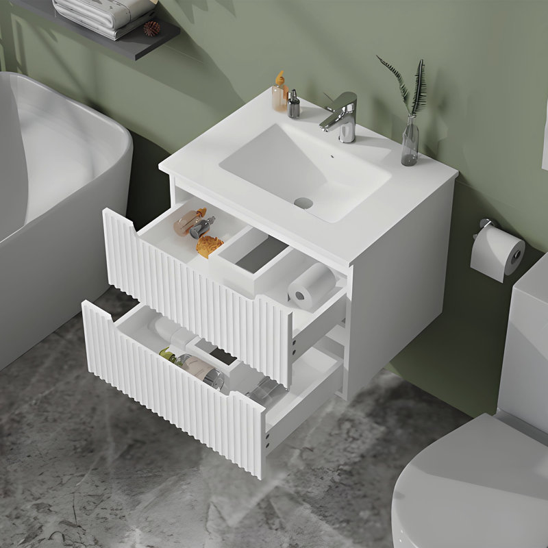 Meuble-lavabo mural moderne et minimaliste 30 po Modern, Blanc