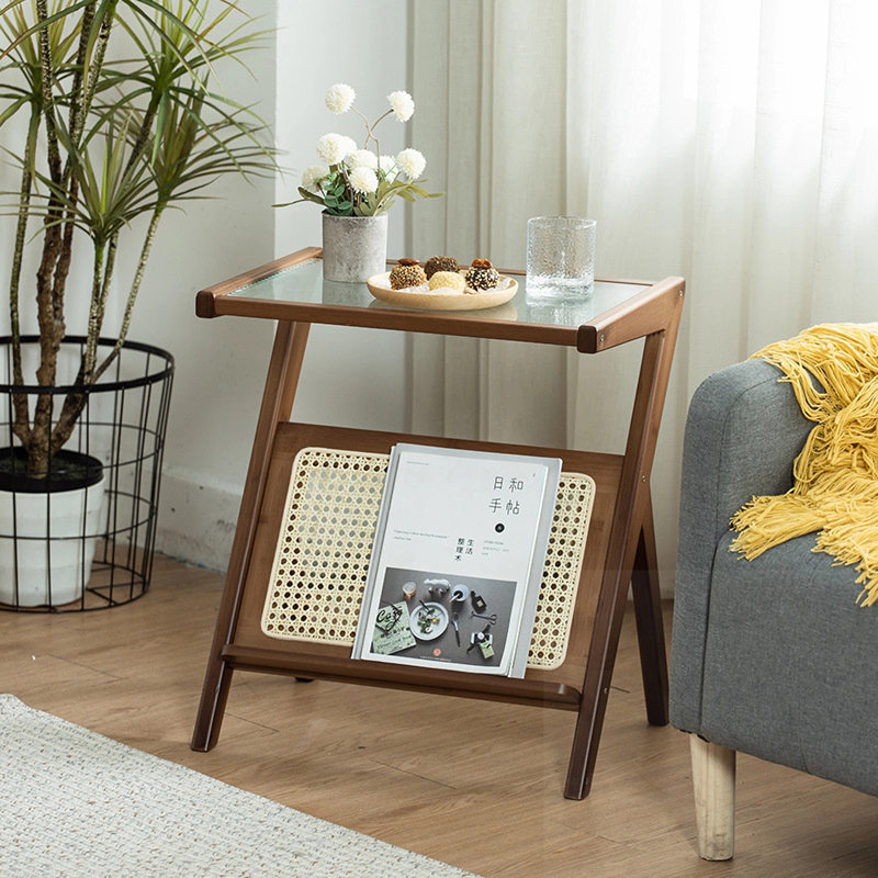 Table d'appoint en verre Rattan Design