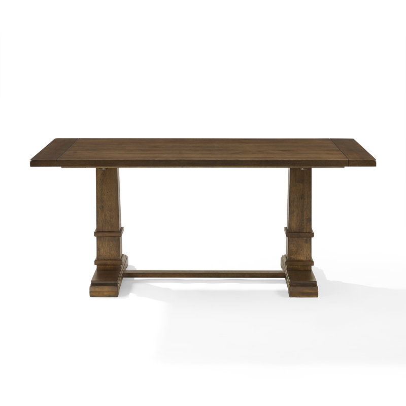 Heymann 8-Person Rectangular Trestle Dining Table , Dark Brown Wood