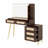Rattan Makeup Vanity Desk with LED Lighted Mirror, Vintage Dressing Table with 5 Drawers and Storage Shelf-625747816