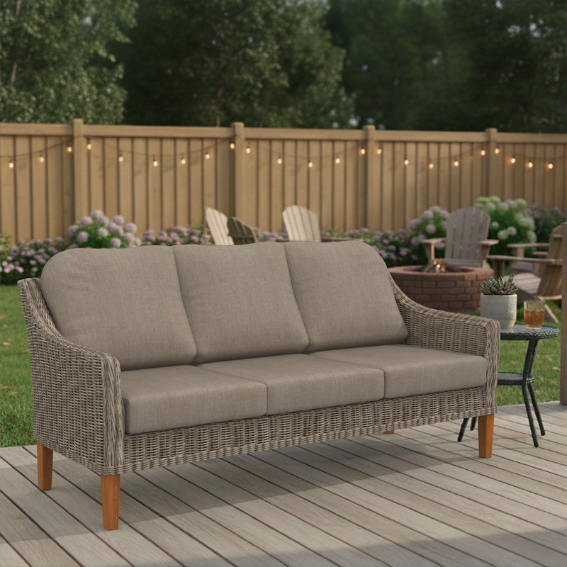 Outdoor Sunbrella® 3 Seater Sofa Cushions, Cast Ash Sunbrella® Plainweave