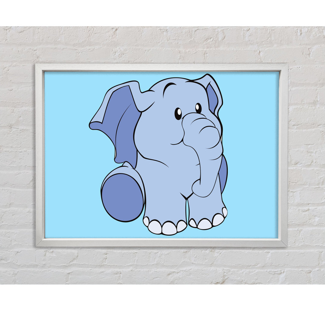 Gerahmtes Wandbild Happy Baby Elephant White