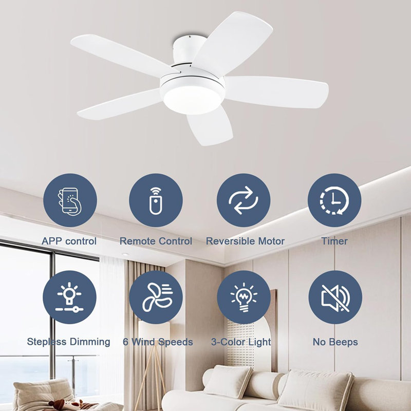 Ventilateur de plafond de 42 pouces avec lumière et télécommande / app ...