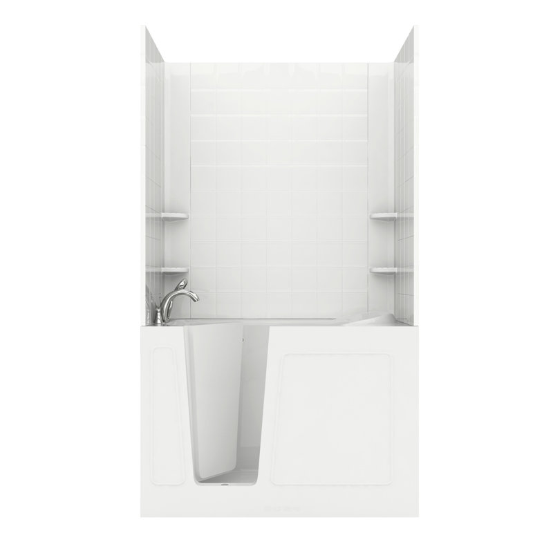 Buena Vista 53.8'' x 31'' Whirlpool Acrylic Bathtub with Faucet, Left, White