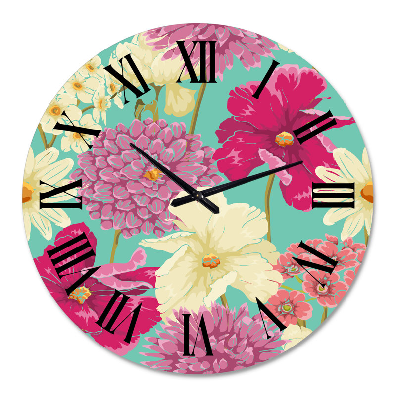 Horloge murale rétro rose et jaune, Grand
