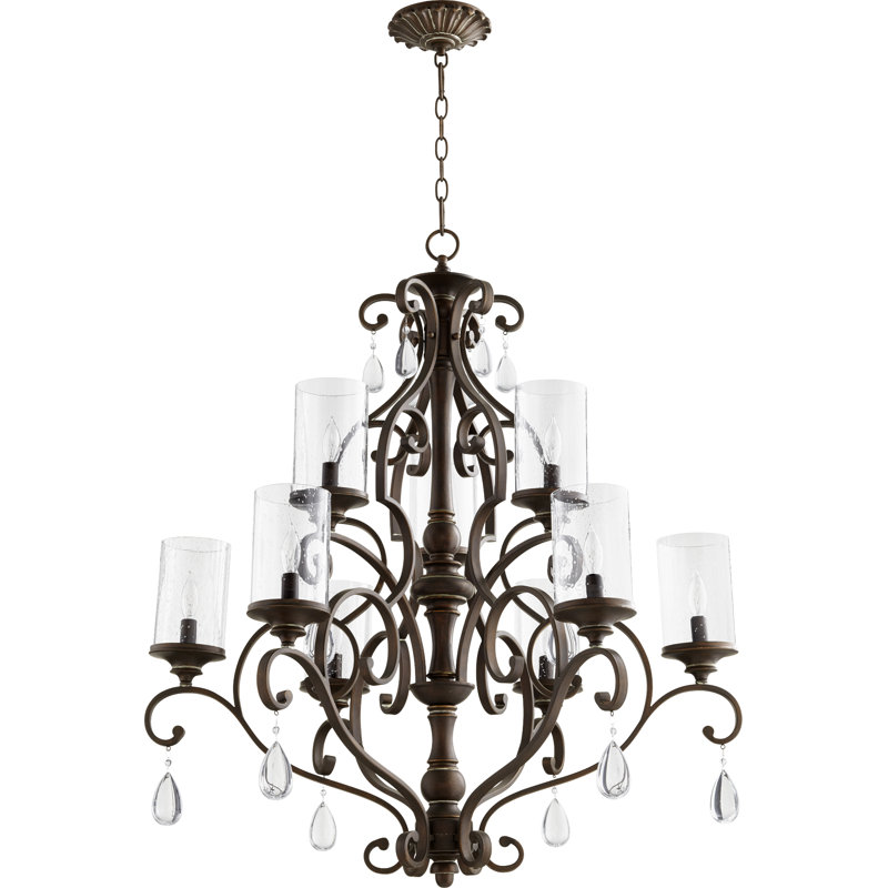 Lustre à niveaux 9 lumières Salome, Cuivre vintage