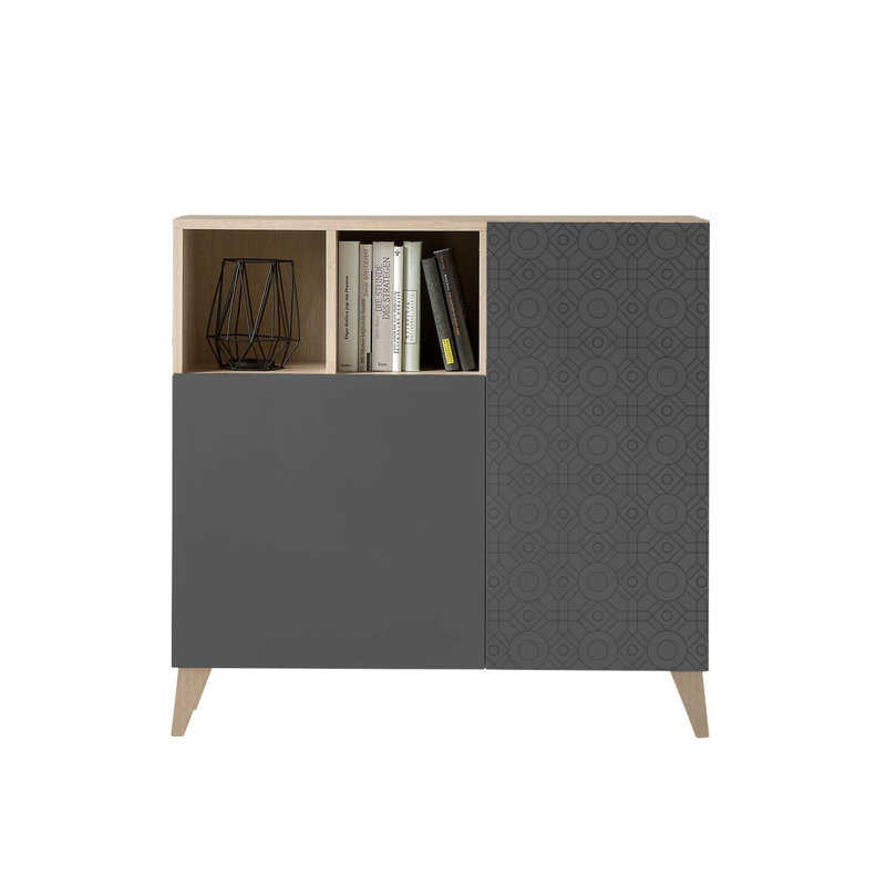 12 Pair Shoe Storage Cabinet, Light Oak/Jet Black