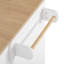 Îlot de cuisine cannelé de 55,5 po avec 2 abattants, chariot de rangement de cuisine avec prise de courant, 4 portes, support à épices, table d'îlot roulant avec plateau en grain de bois, bord courbé pour la cuisine, la salle à manger, blanc, îlot de cuisine