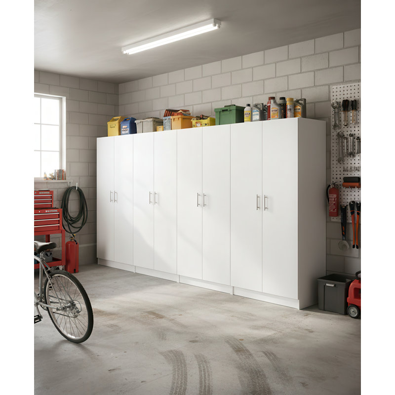 Armoire de rangement polyvalente blanche Modex (ensemble de 4 pièces), 70,9 po H x 126 po L x 15,7 po P, Blanc