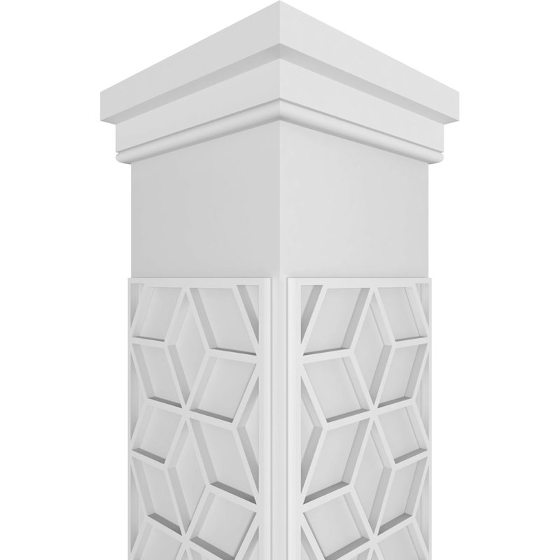 Craftsman Classic Square Non-Tapered Pueblo Fretwork Column, 108" H x 7.625" W x 7.625" D