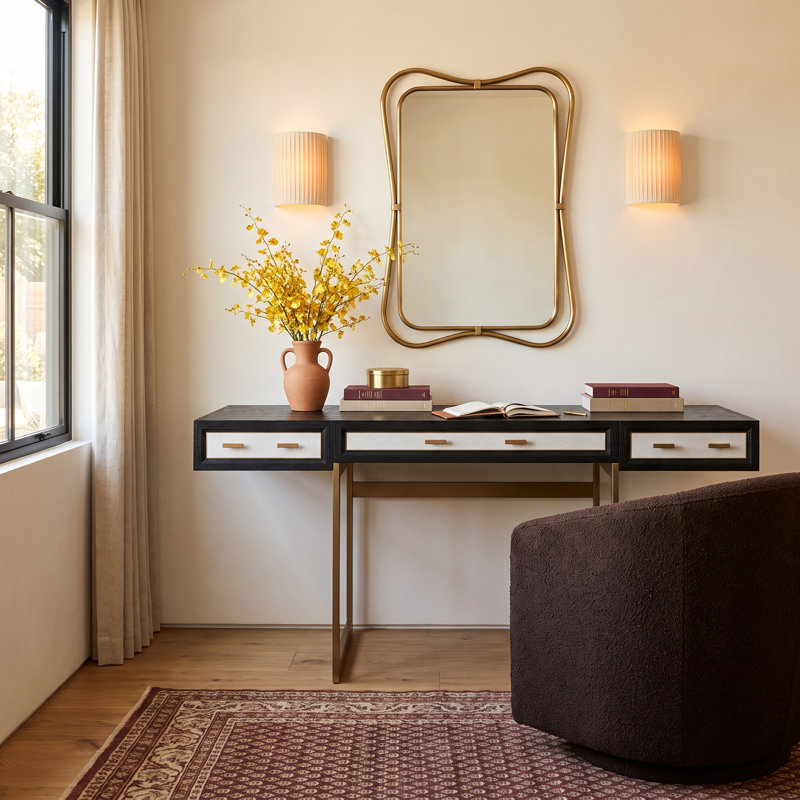 Meera Desk, Gray/Gold