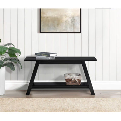 Solid Wood Bench with Shelf