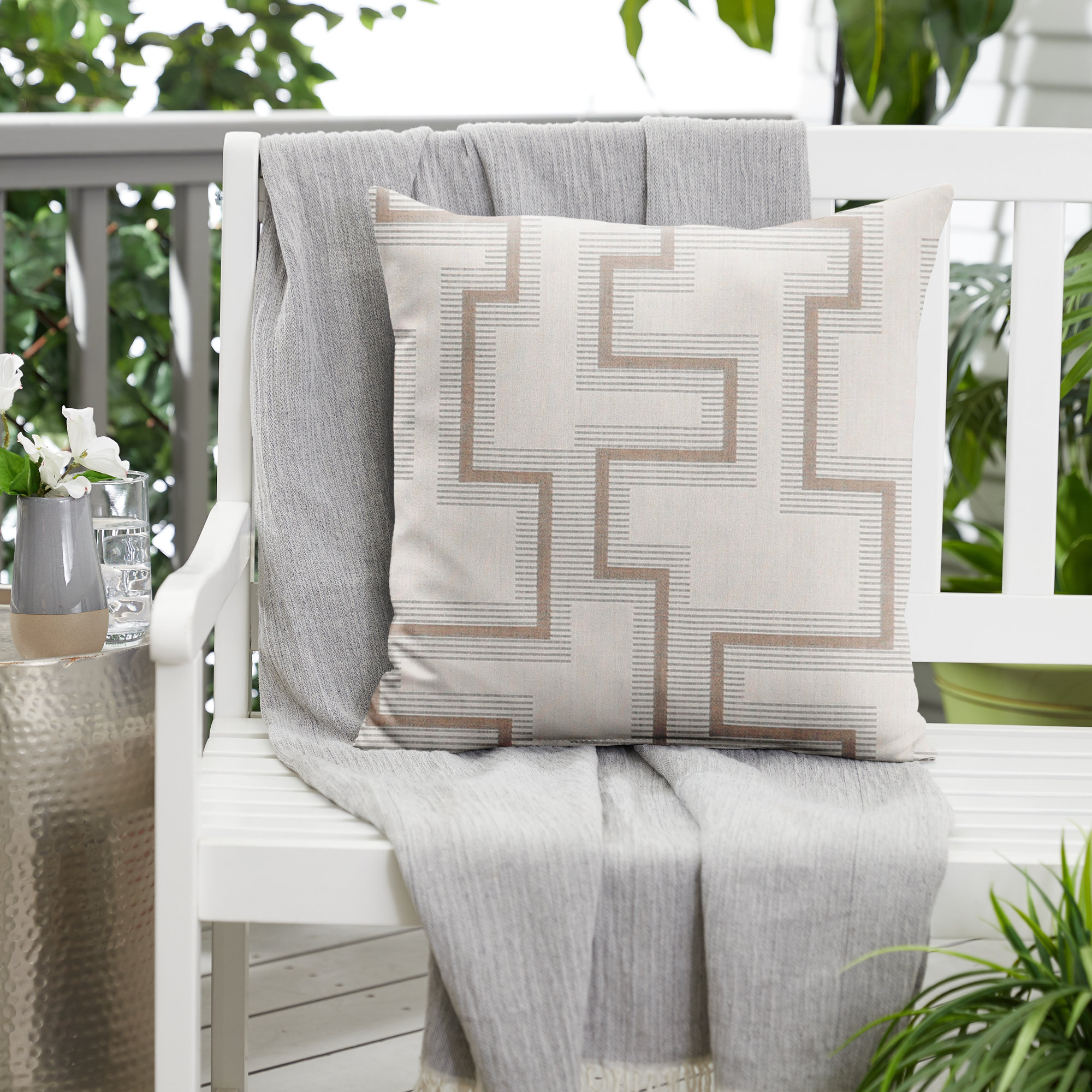 Outdoor Geometric Throw Pillow, 20" x 20"