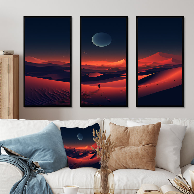 Alone in The Sahara Desert At Sunset I - Desert, art mural, H 28 po x l 36 po x P 1 po, Cadre flottant noir