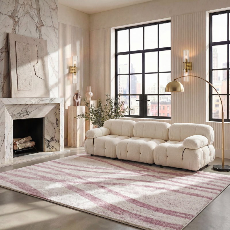 Shelva Cream/Purple Area Rug, Rectangle 8' x 10'