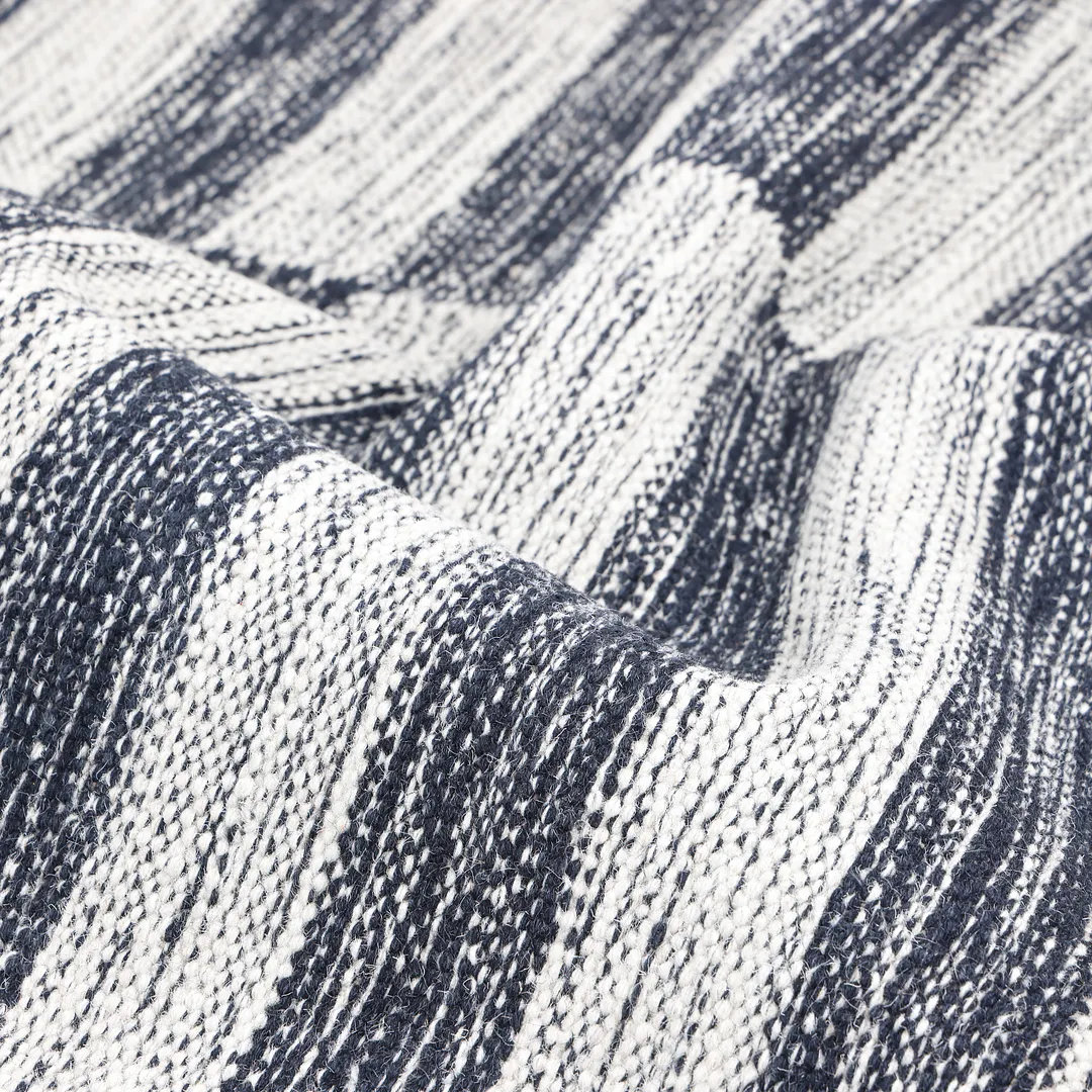 Reva Black Gray Hand-Woven Striped Rug, Rectangle 10' x 14'