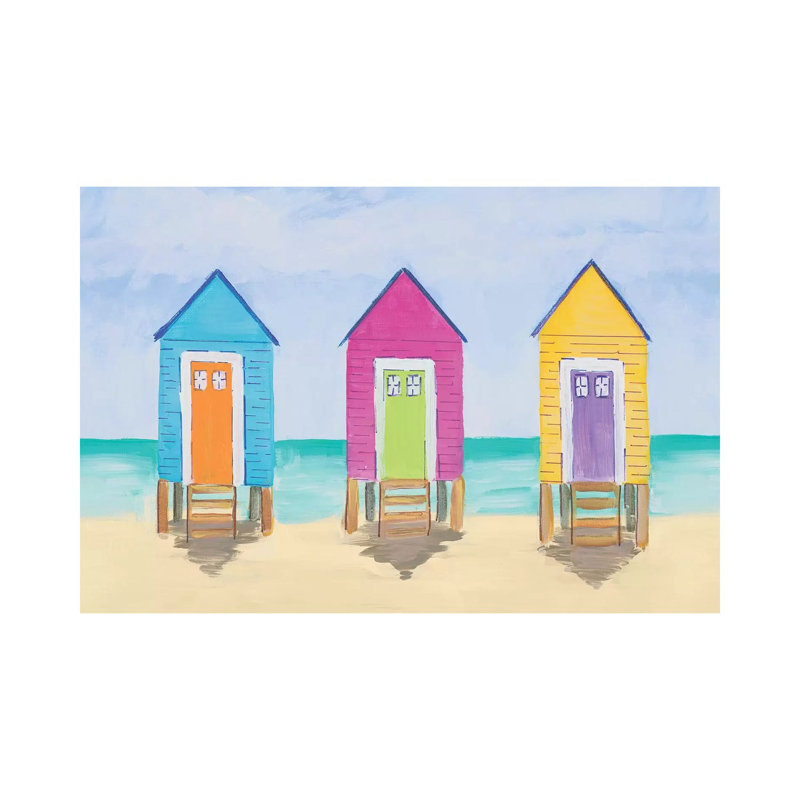 " Beach Shacks " by Julie Derice, Wrapped Canvas, No Mat, 12'' H x 8'' W x 0.75'' D