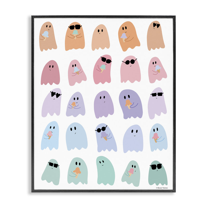 «Spooky Cute Pastel Ghost», estampe numérique, design par Rachel Nieman, H 14 po x l 11 po, Giclée encadrée noir minuit