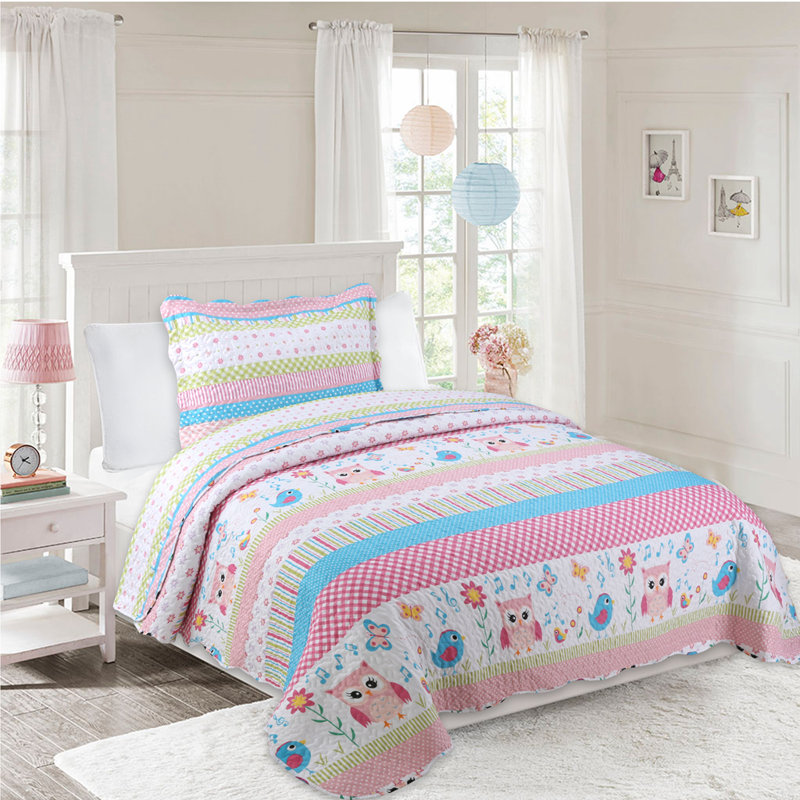 Ensemble de surfaces réversibles pour enfants Burgett, Courtepointe simple et 1 taie décorative