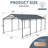 Heavy Duty Metal Carport With Galvanized Steel Roof & Frame - Weatherproof Outdoor Garage Shelter For Cars, Trucks, Boats, Tractors | Multiple Sizes Available | Gray Finish