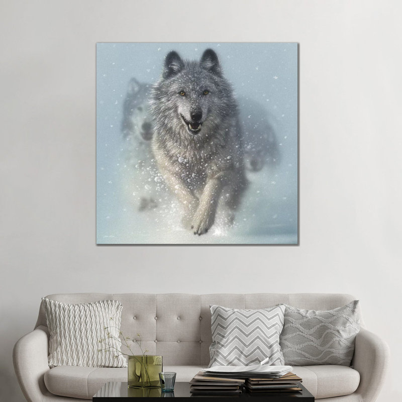 Chasse-neige - loups de course, carré, H 48 po x l 48 po x P 1,5 po, Toile tendue, Pas de tapis